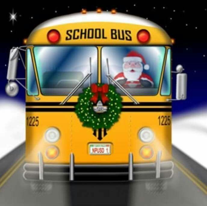Santa in decorated school bus