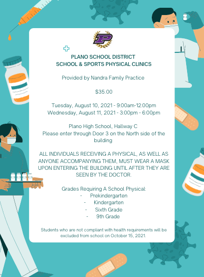 Flier about school and sports physicals