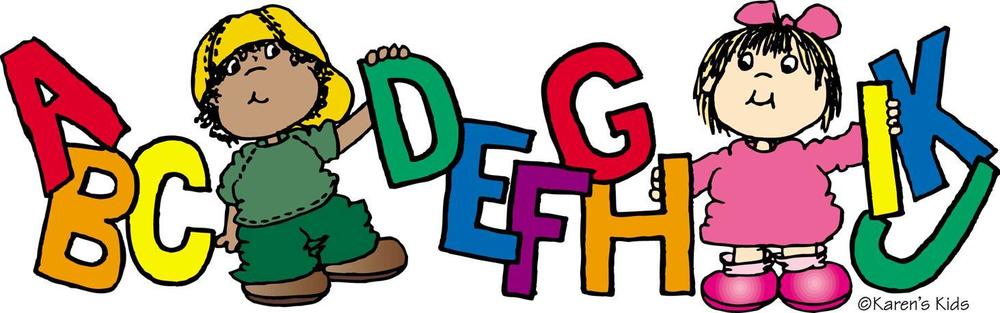 Graphic of a boy and girl surrounded by the letters A through J