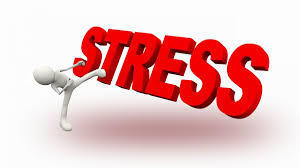 Nondescript figure kicking the word 'Stress'