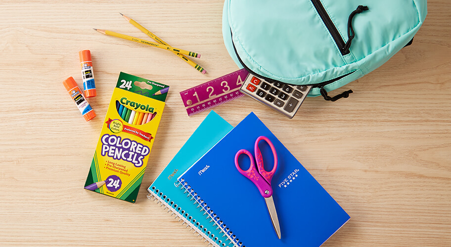 School supplies and backpack