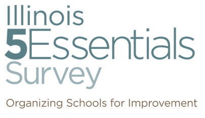 White box with green words reading "Illinois 5Essentials Survey: Organizing Schools for Improvement"
