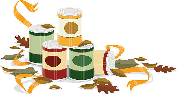Canned food with fall leaves