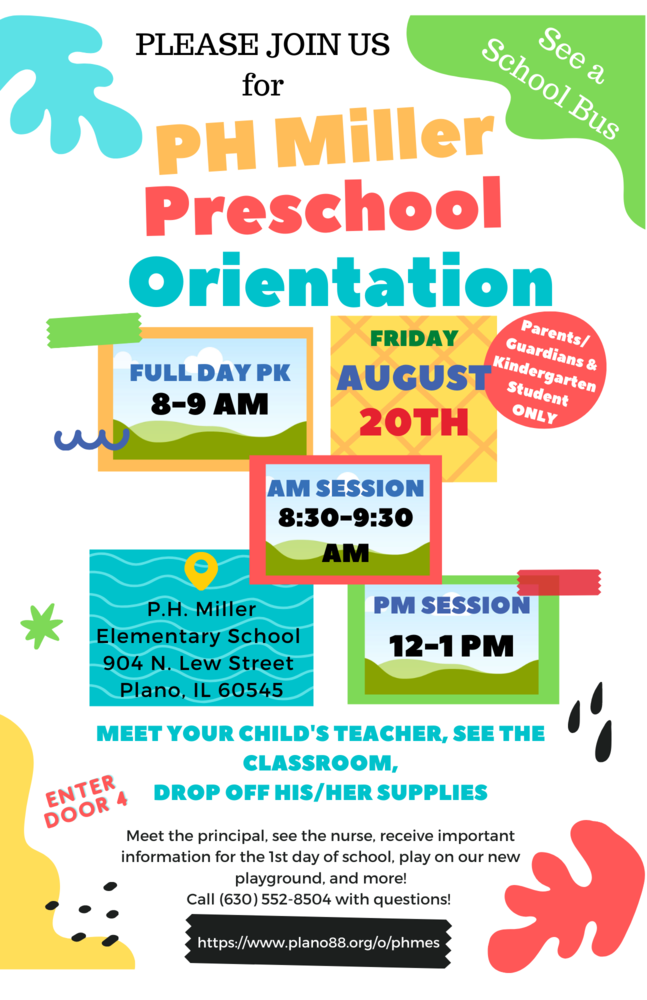 Flyer with information about preschool orientation