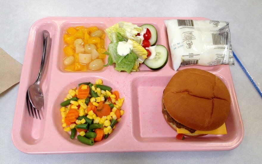 School Lunch Hamburger with Sides