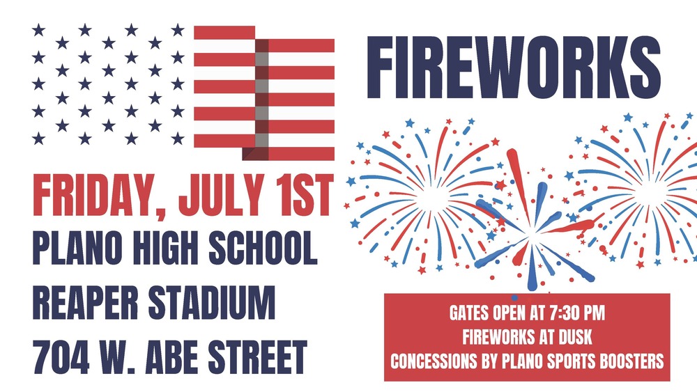 Fireworks at PHS Reaper Stadium on July 1st