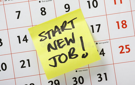 Calendar with "Start a New Job!" Post-It