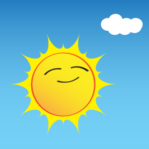 Shining sun with smiling face