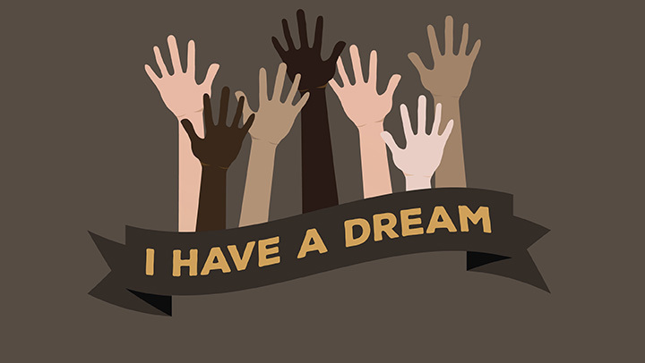 I have a dream with hands raised