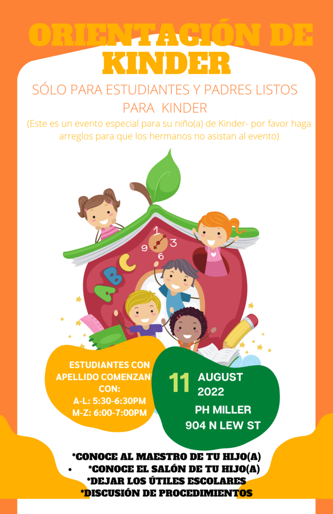Kindergarten Orientation flyer in Spanish