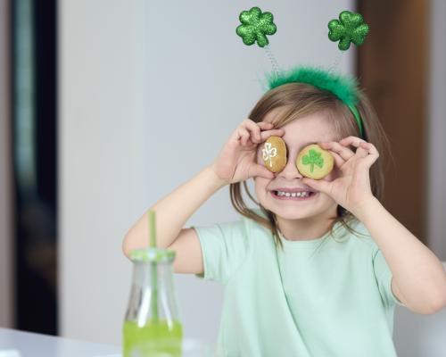 Student with shamrock headband