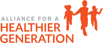 Logo for Alliance for a Healthier Generation--silhouette of three children running